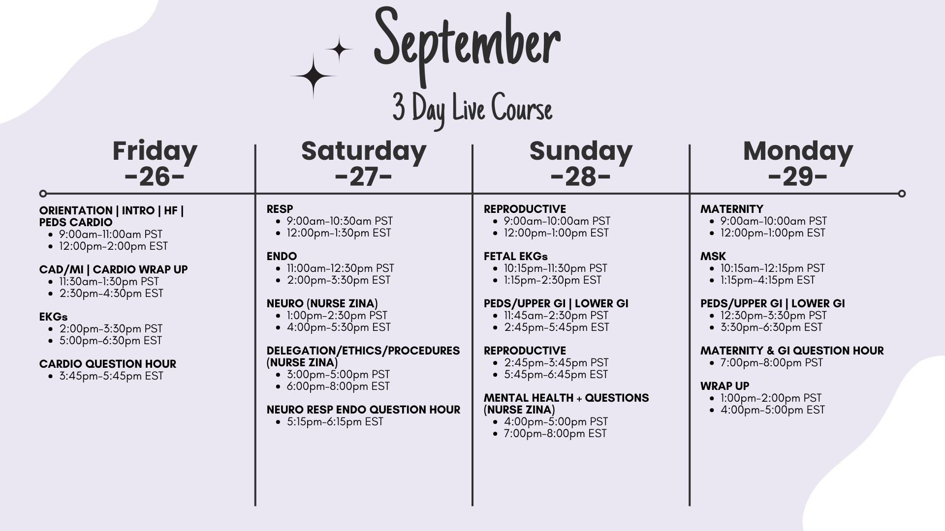 NCLEX PREP LIVE ONLINE COURSE - SEPTEMBER 2025 - ID: 092625