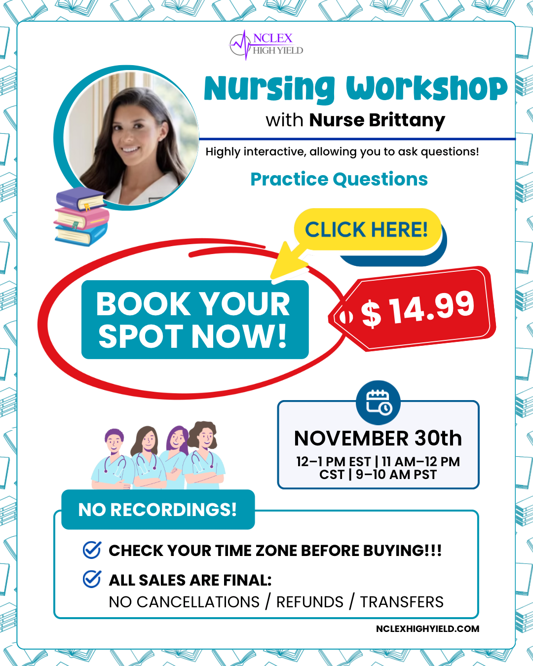 NURSING WORKSHOP-  Nurse Brittany - November 30th 12–1 PM EST | 11 AM–12 PM CST | 9–10 AM PST