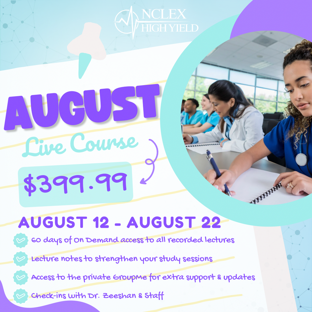 NCLEX PREP LIVE ONLINE COURSE - AUGUST 2025 - ID: 081225