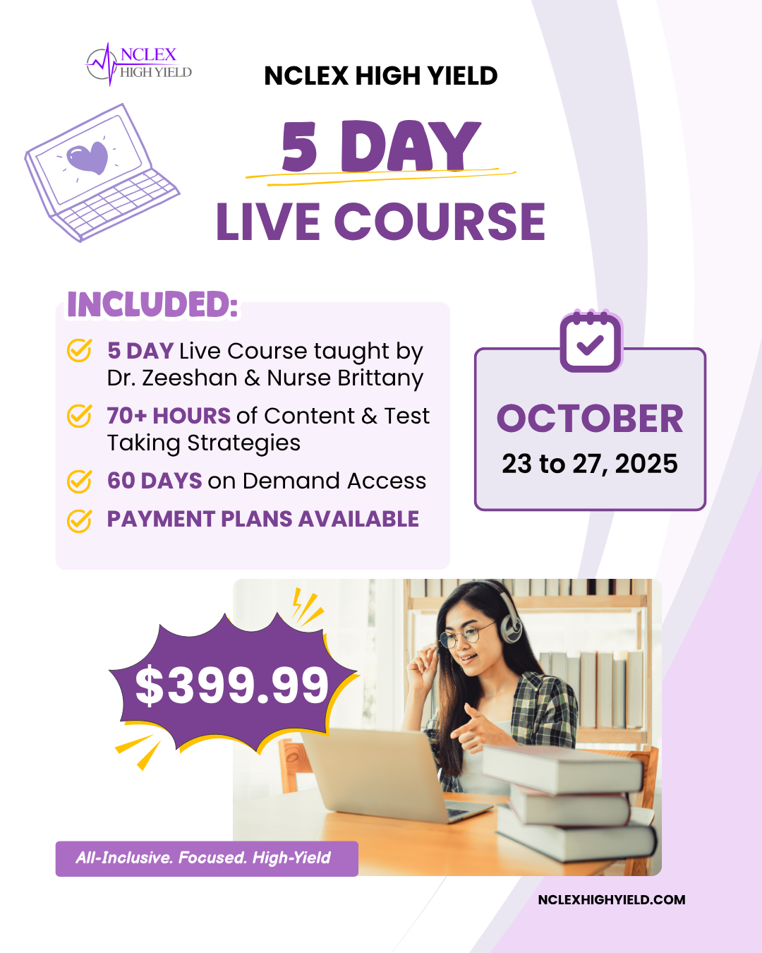 NCLEX PREP LIVE ONLINE COURSE - OCTOBER 2025 - ID: 10232025
