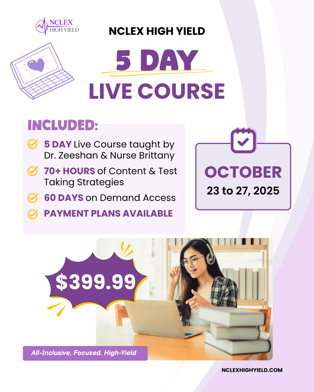 NCLEX PREP LIVE ONLINE COURSE - OCTOBER 2025 - ID: 10232025