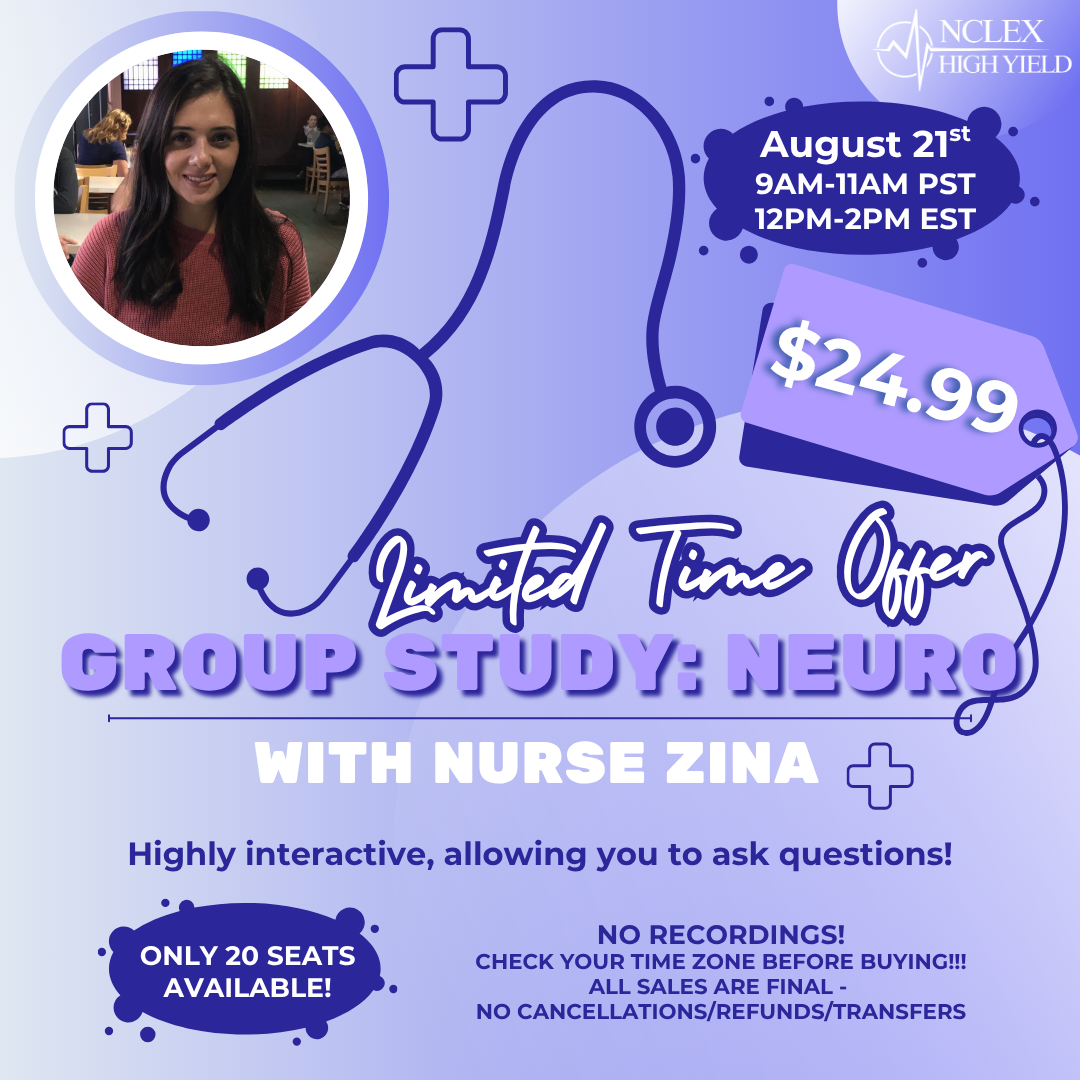 GROUP STUDY -  Nurse Zina - August 21st - 12-2PM EST /9-11AM PST