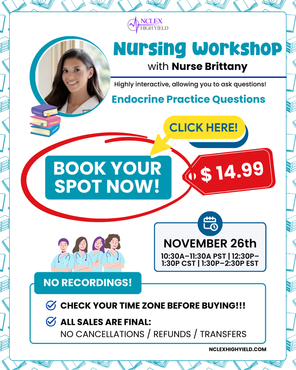 NURSING WORKSHOP-  Nurse Brittany - November 30th 12–1 PM EST | 11 AM–12 PM CST | 9–10 AM PST