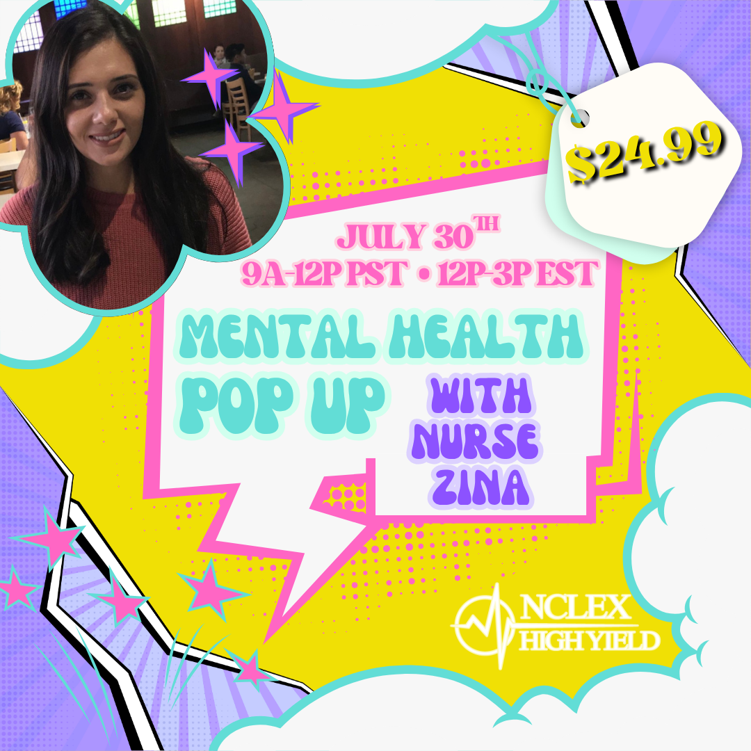 MENTAL HEALTH POP UP -  Nurse Zina - July 30th - 12-3PM EST / 9-12PM PST