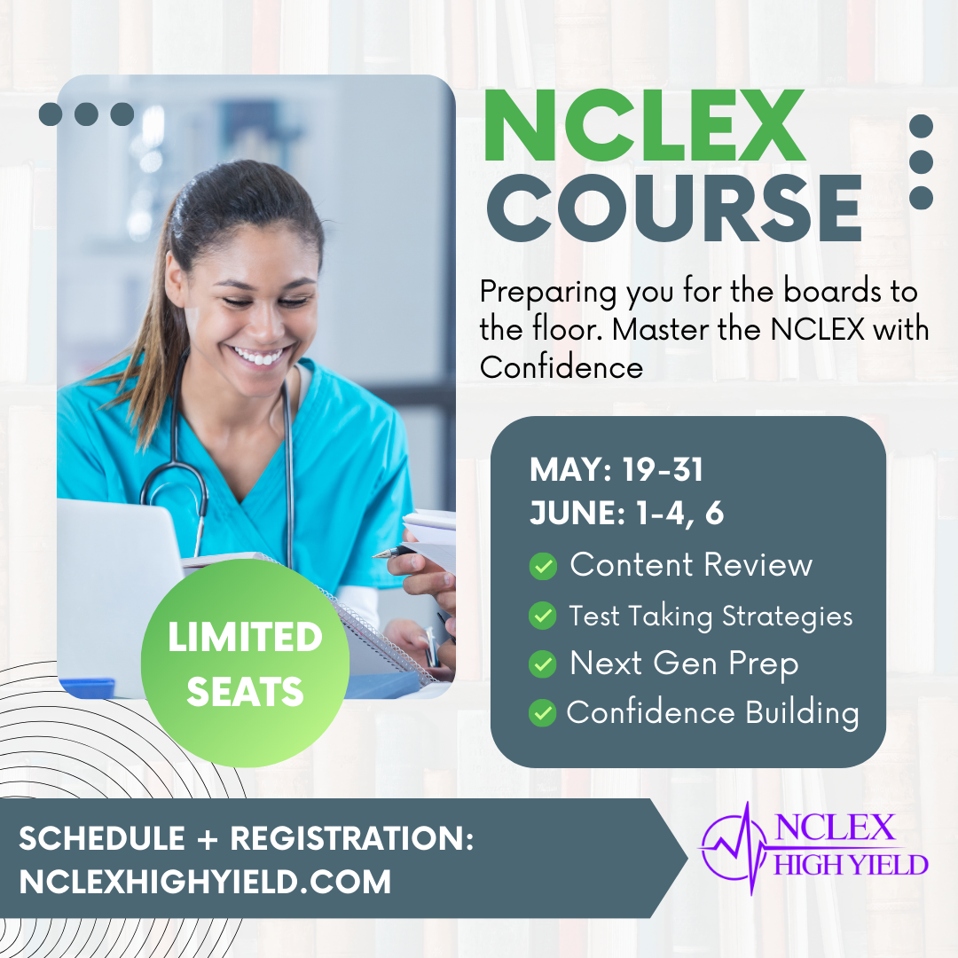 NCLEX PREP LIVE ONLINE COURSE - MAY/JUNE 2024 - ID: 051924