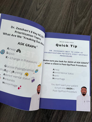 DR. ZEESHAN'S QUICK TIPS FOR THE NCLEX BOOK + NHY MYSTERY STICKER PACK